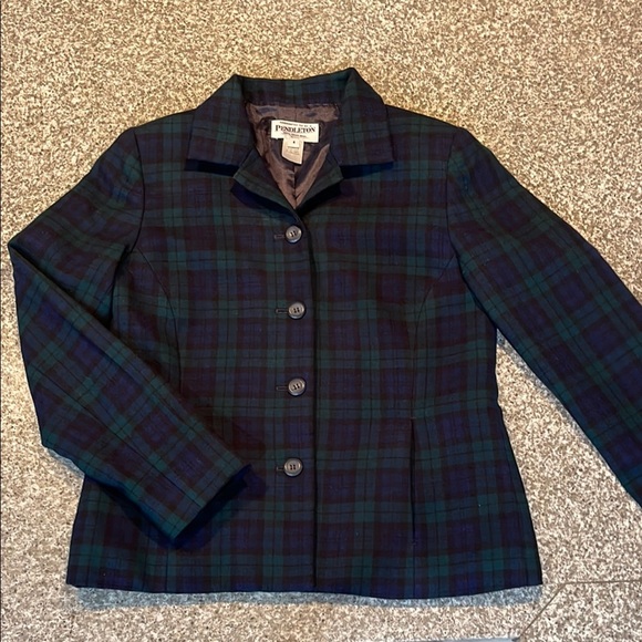 Pendleton Women's Wool Plaid Blazer - Green and Blue - Picture 1 of 4